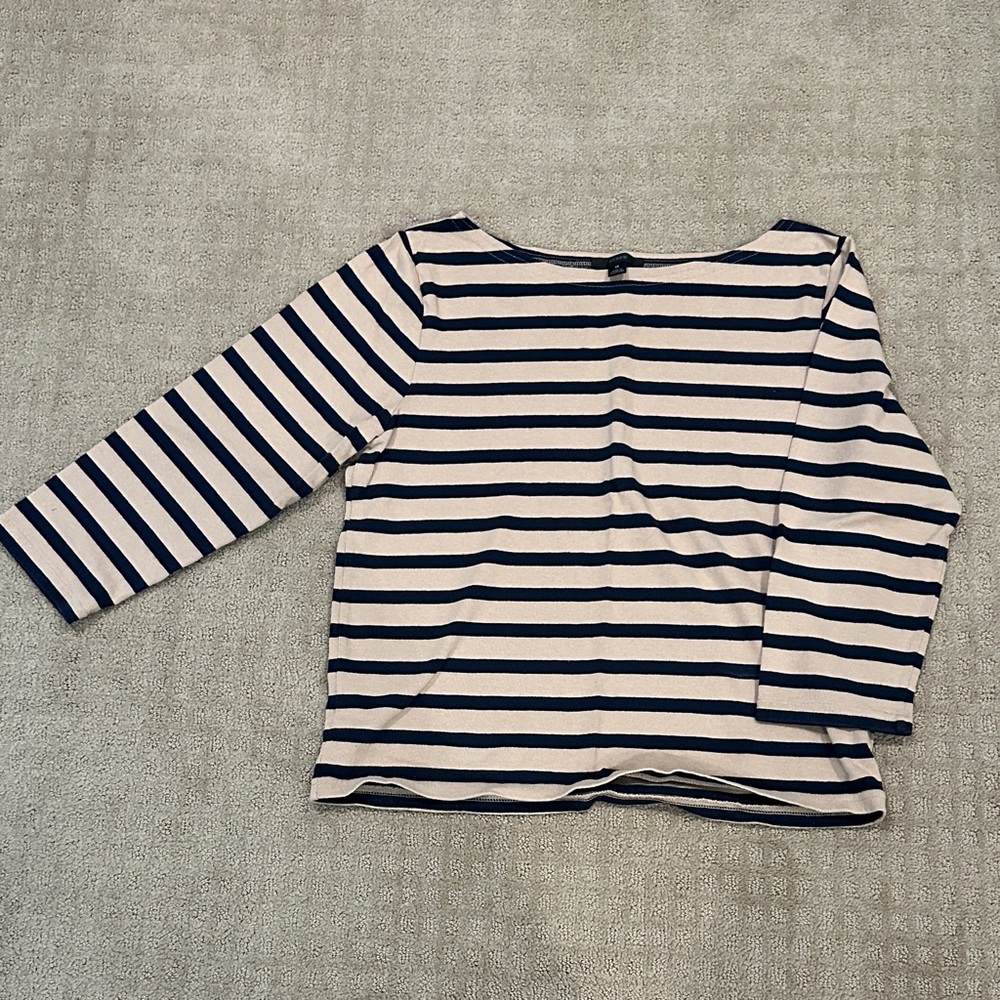 J. Crew Navy and White Striped Long Sleeve Top